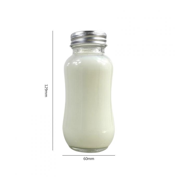 Food Grade Empty Clear Glass Juice Bottles 200ml Capacity With Aluminum