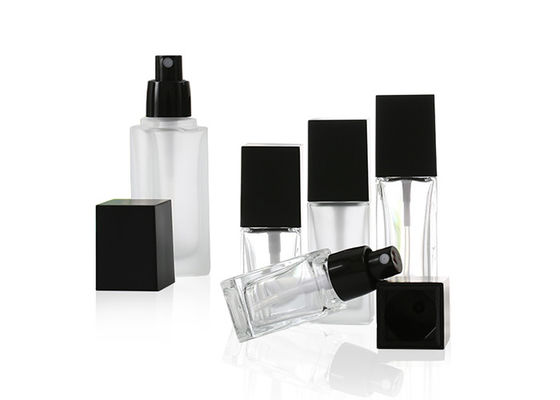 Clear 30ml Square Cosmetic Glass Bottles For Frost Liquid Foundation
