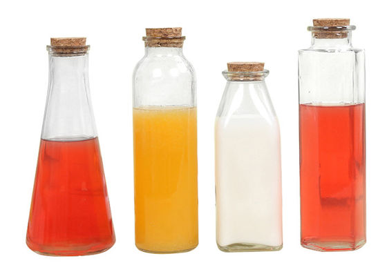 Beverage Glass Juice Bottles 8oz 250mlwith Plastic / Aluminum Lid Clear Color