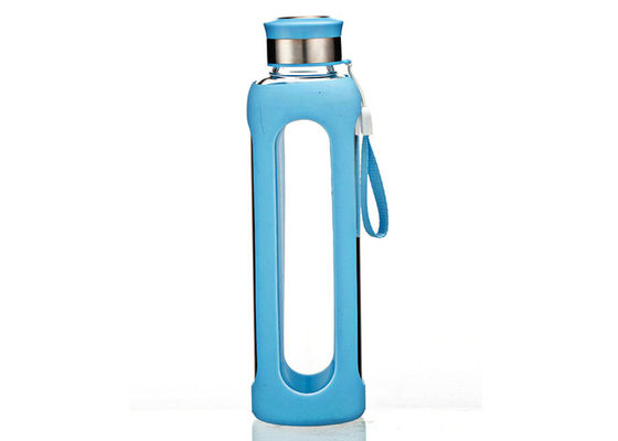 Transparent Custom Unbreakable Glass Water Bottles With Sleeve Bpa free