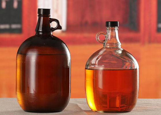 Amber Glass Beer Growler 4L Capacity Large Beer Bottle Screw Top Lids