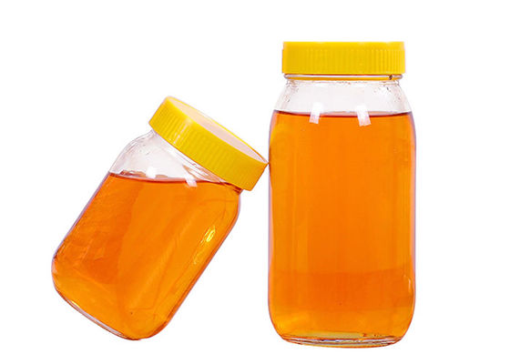 Round Clear Honey Jars Hexagon Glass Jar With Black Lids 500ml 1000ml