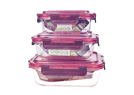 Clear Color Glass Storage Microwavable Lunch Box Wide Mouth With Sealed Aluminum Screw Cap