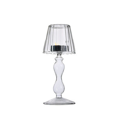 Bedside Smooth Glass Modern Candle Holders Lamp Shaped Electroplated Colored