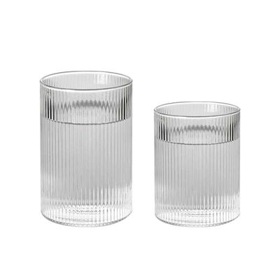 Classic Lead free Glass Drinking Cup 300ml 400ml Vertical Striped