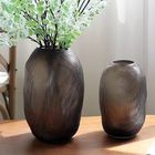 Elegant Amber Glass Vase Modern/Vintage Style Decorative Flower Holder for Home Office Wedding