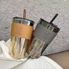 Tumbler Water Glass, Cups with Straw and Lid Sealed Carry on for Coffee, Iced Tea, Thick Wall Insulated Glass Cup
