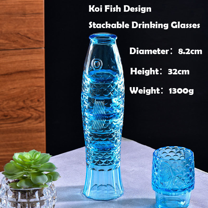 Koi Fish Design Drinking Glasses Stackable Drinking Glasses Fish Shaped Glasses Drinking for Home Decor