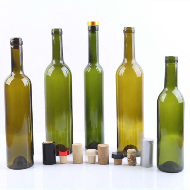 375ml 500ml 750ml Empty Glass Wine Bottles Dark Green Glass Bottles For