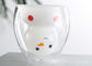 Double Snowman Personalized Glass Cup Cute Animal Christmas Gift Eco - Friendly