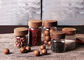 Clear Small Coffee Canister Glass Kitchen Storage Jars With Wood Lid Round Shape