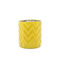 Yellow Cylinder Corrugated Glass Candle Cups With Aluminum Cap