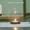 Lantern Shaped Frosted Transparent Glass Candlestick With Aluminum Cap