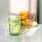 Summer Green Amber High Borosilicate Glass Cup 420ml With Handle