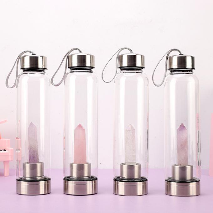 550 Ml Shatterproof Glass Water Bottle Gemstone Crystal Infused Energy Drink Use