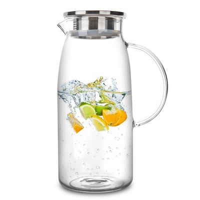 50 OZ Clear Glass Water Pitcher 304 Stainless Steel Lid OEM Service