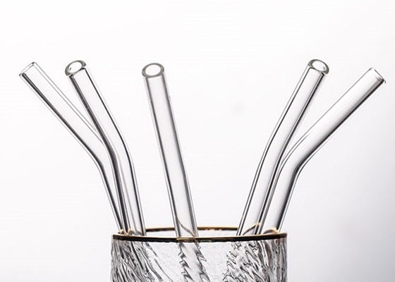 Clear Curved Glass Drinking Straws / Bent Glass Straws CE Certification