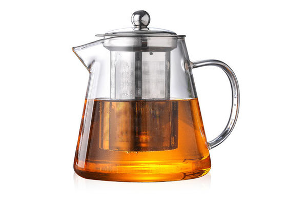 Clear Heat Resistant Glass Teapot With Infuser Round Shape Square Shape