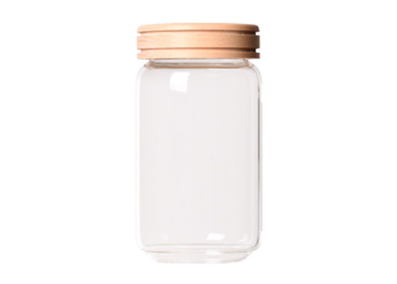 Custom Sealable Glass Jars With Wood Lid 450ml 750ml 1550ml Food Container