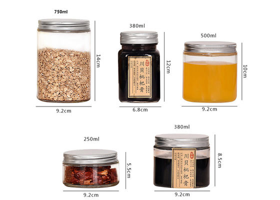 Round Wide Mouth Glass Storage Jars Weed Container 250ml With Aluminum Screw Cap