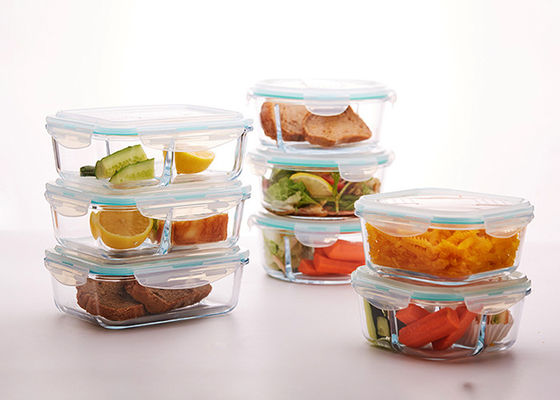 Separated Glass Lunch Box Wide Mouth Storage Jars Glass Material 860ml / 850ml