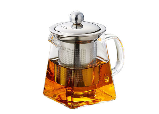 Borosilicate Square Shape Pyrex Glass Teapot With Infuser Strainer Handmade