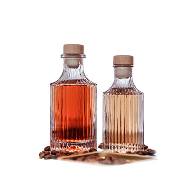 250ml Vertical Striped Glass Bottle With Wooden Cork Caps