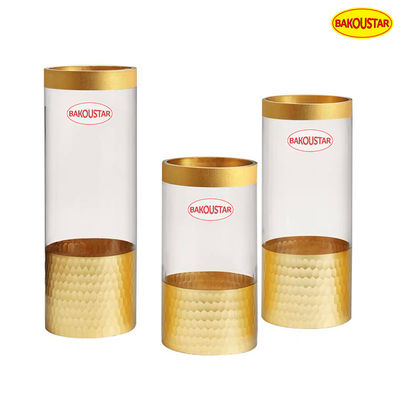 Polished Gold Hammer Straight Tube Decorative Glass Vases