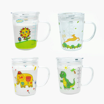 Microwavable 350ml Cartoon Glass Children'S Drinking Cups