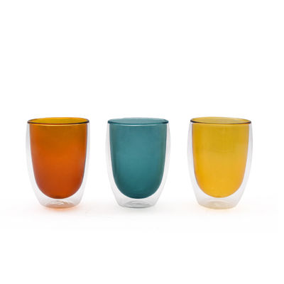 Delicate Pyrex Glass Double Cup Colored For Home Breakfast