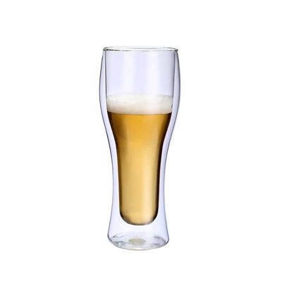 Cylinder Double Borosilicate Glass Beer Mug 300ml 400ml 450ml