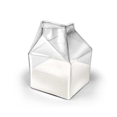 High borosilicate Breakfast Milk Glass Bottle 250ml Clear Square Shape