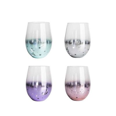 Cylinder Starry Sky Personalized Glass Cup Colorful 500ml for Coffee