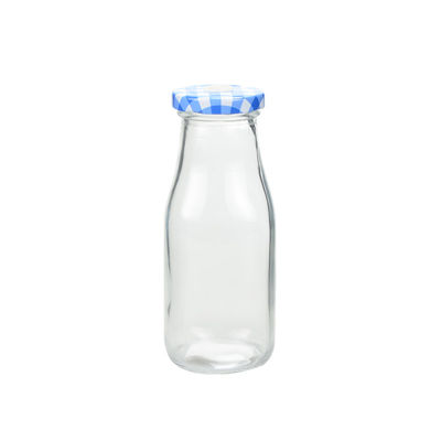 11oz BPA Free Glass Milk Bottles Reusable With Metal Twist Lids