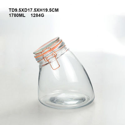 Empty Clear Glass Storage Jars 1780ML Glass Jar With Sealed Lid