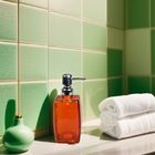 Orange Colored Glass Bathroom Soap Dispenser 575ML Square Glass Pump Bottles