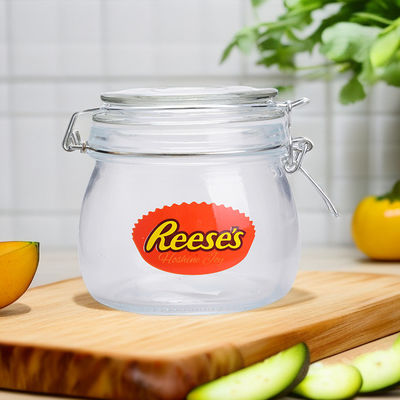 Customized 500ml Glass Jars Empty Glass Canister With Sealed Lid