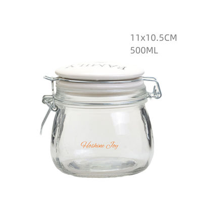 Home Empty Glass Jars With Ceramic Lids Airtight Canisters Style