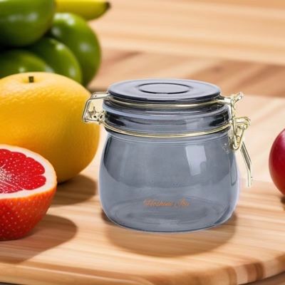 Black Kitchen Glass Storage Jars With Lids Leakproof 500ML Capacity