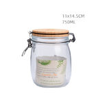 Food Wide Mouth Glass Canisters With Hinged Lids 750ml Capacity