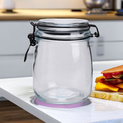 Round Glass Coffee Storage Jars Container 750ML Sealable Glass Jars