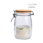 Mason Airtight Empty Glass Jars With Wooden Lids 1000ML Capacity