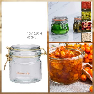 16oz Airtight Glass Canisters Glass Storage Jars With Clamp Lids