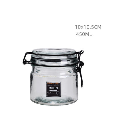 Beans 450ML Clear Empty Glass Jars With Black Clip Lids Silicone Gaskets