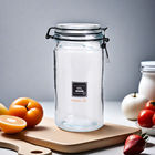 1L Empty Seasoning Containers  Transparent Kitchen Glass Jars With Black Lid