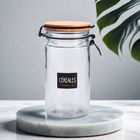 Empty 1.5L Round Glass Storage Jar With Clip Lid Black Premium