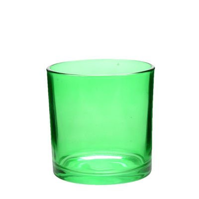 OEM Green Colored Glass Candle Containers For Making Candles Smooth Surfaces