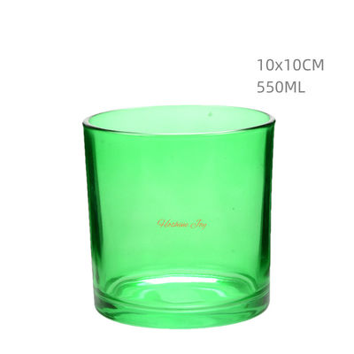 OEM Green Colored Glass Candle Containers For Making Candles Smooth Surfaces