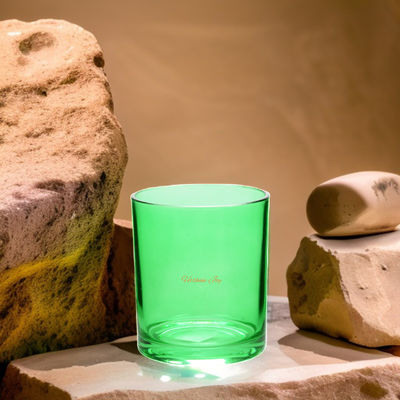 OEM Green Colored Glass Candle Containers For Making Candles Smooth Surfaces