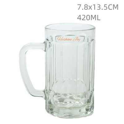 Cylindrical Glass Beer Mug 16oz Freezer Beer Stein Mugs With Handle